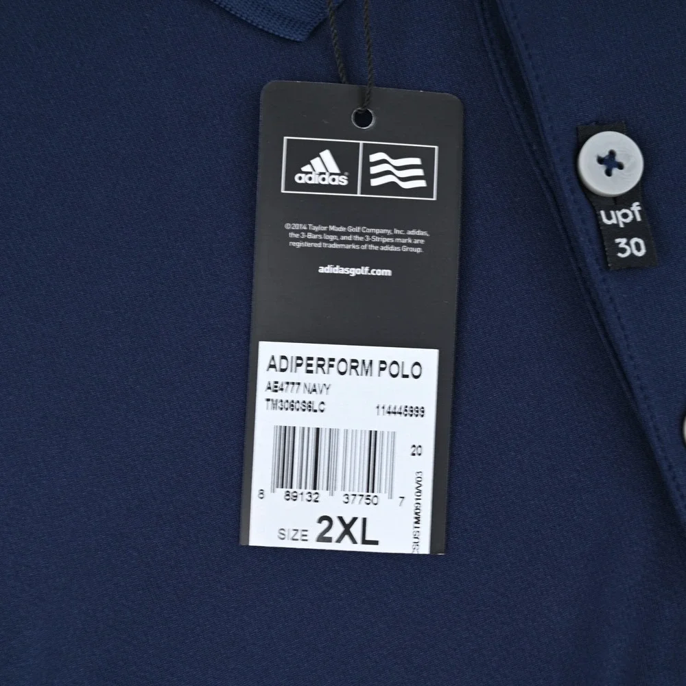 NWT Adidas AdiPerform Men's Golf Polo Shirt Navy Blue 2XL AE4777 UPF 30